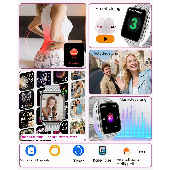 Смарт-годинник унісекс з Bluetooth-дзвінками, 1.85