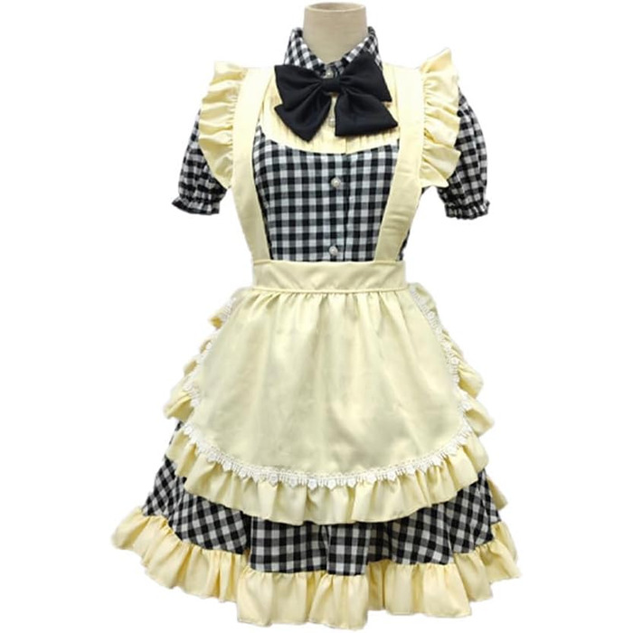 Сукня в стилі Лоліта в клітинку TTYAO REII: Костюм служниці з спідницею, Косплей Аніме, для Хелловіну