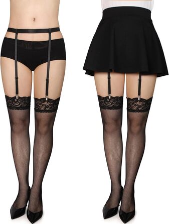 IMOMOTO Пояс для панчіх Simplicity, стрічка, універсальний розмір, чорні гусячі кліпси, 4 ремінці