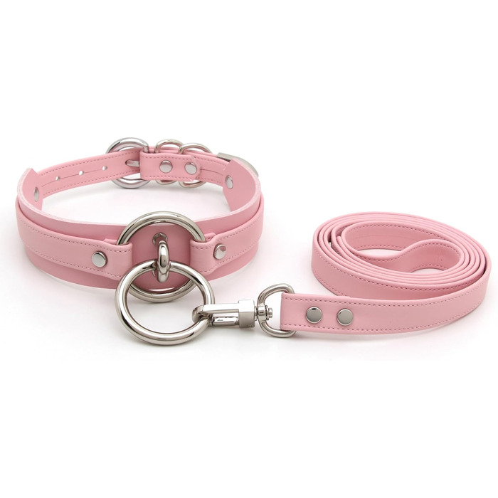 Чокер з кільцем Lalatia для жінок, рожевий, зі штучної шкіри, з шнурком, срібло