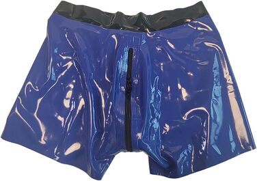 Боксери чоловічі з латексу блакитні Kangxinsheng з блискавкою спереду, для косплею, вечірок, костюмів, XXL