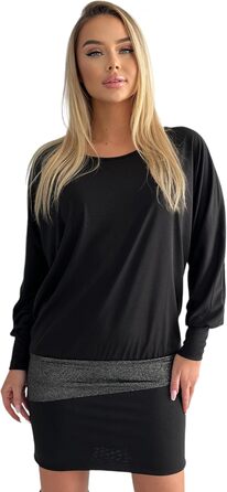 Сукня міні Mississhop святкова блискуча, чорна (S-XXL) - Туніка-пуловер
