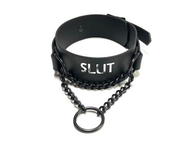 Нашийник з замком, BDSM нашийник з персональним написом, власність, Cum Slut, Bitch, нашийники Biothane BDSM