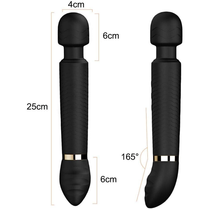 Масажер вібраційний Doppelkopf для тіла та зони G, чорний. Водонепроникний масажер-стимулятор з подвійним мотором