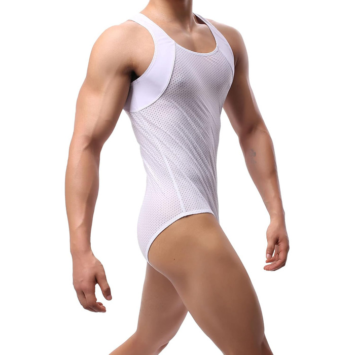 Боді для чоловіків YUFEIDA: спортивний костюм, боді, лосини, білизна, дихаючий матеріал, модель M (білий)