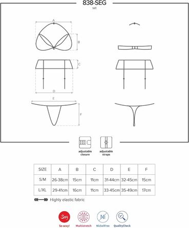 Babydoll та труси від Obsessive (1 комплект, S-M, кольоровий)