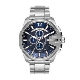 Чоловічий годинник Diesel Mega Chief Chronograph зі сталевим браслетом, темно-синій та сріблястий
