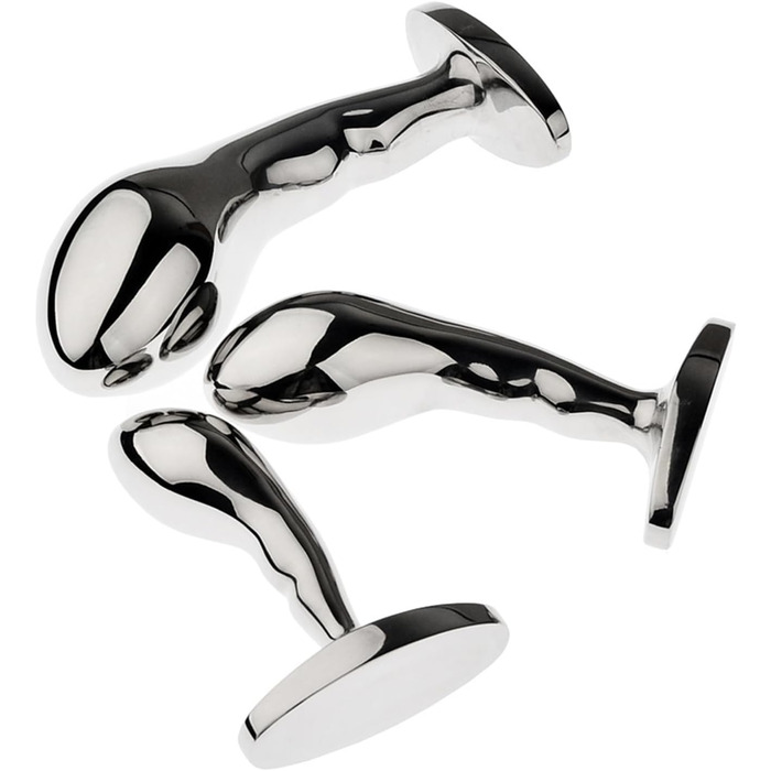 Анальний дildo з нержавіючої сталі, 3 розміри (S/M/L), вигнутий, для чоловіків та жінок, анальний масажер, SM іграшка, сріблястий