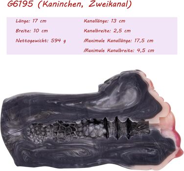 Реалістичний мастурбатор Seckoe Tier Taschenmuschi з анімальною вагіною та анальним тунелем (G6195, Кролик)