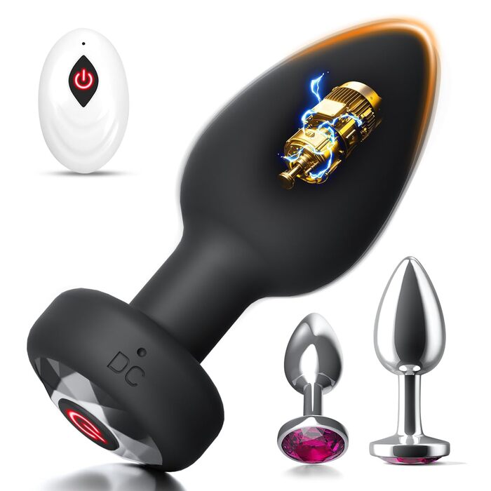 Анальні пробки для жінок та чоловіків, набір 3 шт. Силікон, метал, вібрація 10 режимів. Іграшки для дорослих, підходять для початківців, пар.