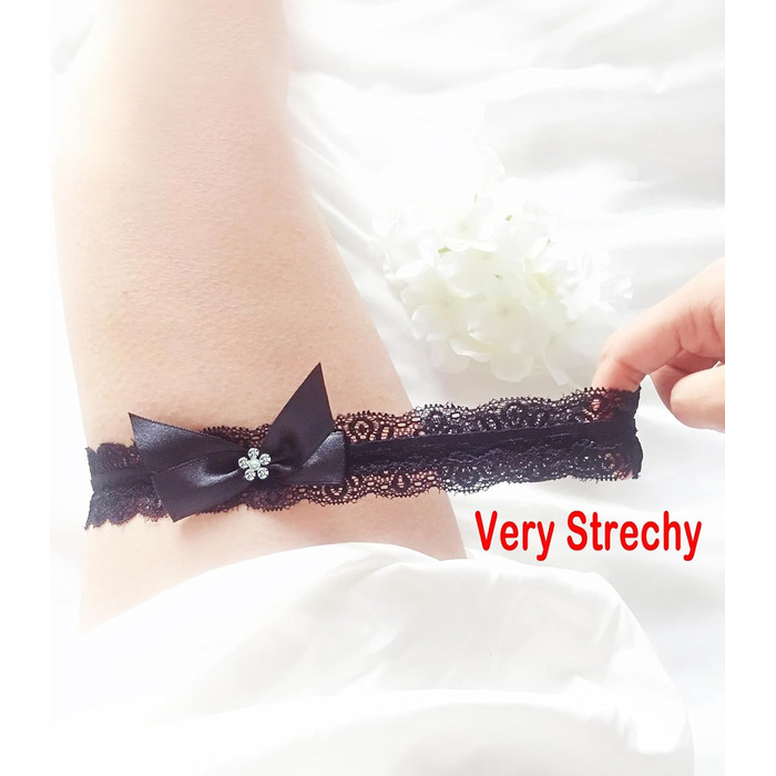 Стрічка на ногу мереживна LeJulyeekay для нареченої, весілля, темно-зелена