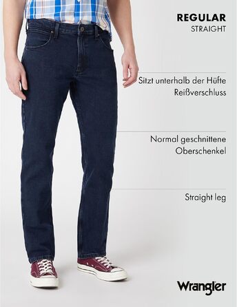 Чоловічі джинси Wrangler Regular Fit Regular - середня посадка, синьо-чорні, W34 L32