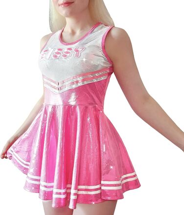 Комбінезон без рукавів LittleForBig для жінок, стилі челіст, сісі, блискучий металік, облягаючий міні-плаття рожевого/пурпурного кольору (рожевий, XS)