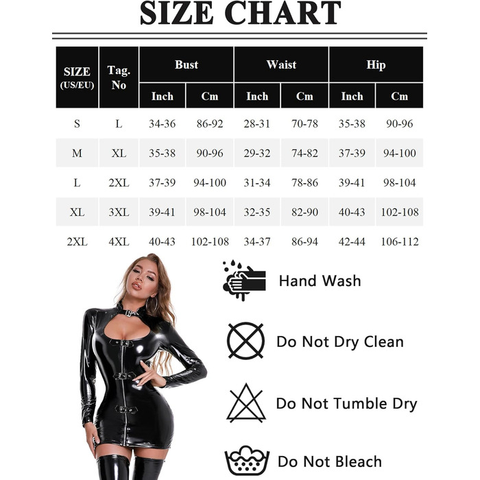 Жіночий сексуальний міні-костюм FEOYA з блискавкою для вечірок, клубу та косплею (чорний, S)