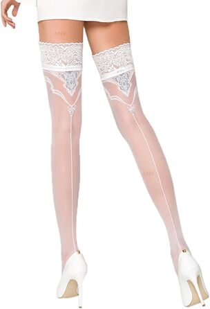 Шкарпетки-шкарпетки без пояса для жінок, білі мереживні з силіконовою смугою, 20 den, T1/2