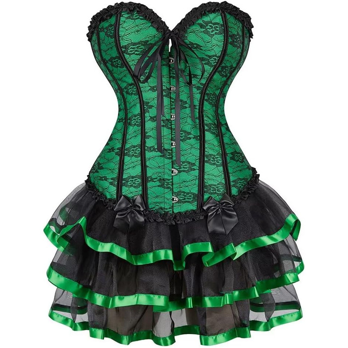 Сукня-корсет з мереживом, зелена, для свята та Хелловіну (XXS)