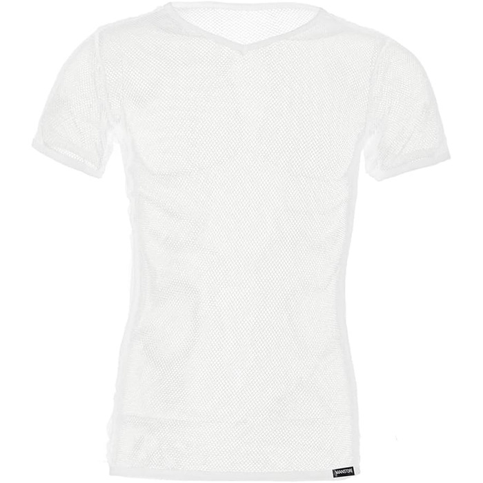 Чоловіча футболка з сітки для клубу, мереживна, прозора, дихаюча. Стильна футболка для танців, біла.