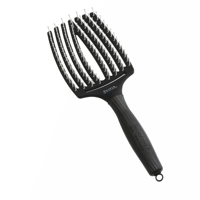 Щітка для волосся Olivia Garden Fingerbrush Care Iconic з нейлоновими щетинами для розплутування та стайлінгу, чорна, Large