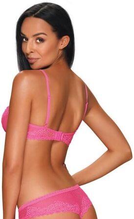 Сексуальний жіночий комплект нижньої білизни Selente Love & Fun: бюстгальтер, танга, бандаж, маска для очей, рожевий, L-XL, Made in EU