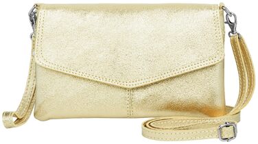 Жіночий клатч-сумка через плече Caspar Elegante з м'якої наппа-шкіри, модель No.322, колір шампань металік, Made in Italy, Premium Line