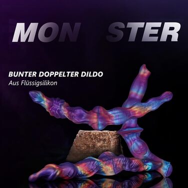 Анальний стимулятор з силікону Hmxseu Monster Doppeldildo - подвійний дildo, 34 см, для жінок, чоловіків, пар
