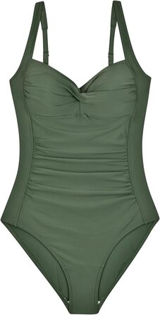Купальник WIN.MAX з цілісною конструкцією, підтримуючий та з м'якою вставкою, купальники великих розмірів для жінок, вінтажний пуш-ап монокіні, для розмірів C до DD (темно-зелений, 46)