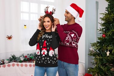 Смішний різдвяний светр Terecey Daen з принтом, зимовий лонгслів Ugly Christmas Sweater, чорний, XL