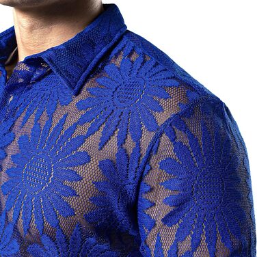 Чоловіча сорочка JOGA з мереживом, короткий рукав, літня, для відпочинку (XXL, Королівський соняшник)