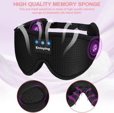 Маска для сну з Bluetooth-навушниками flintronic V5.4, бездротові стереонавушники для сну, подорожей та медитації, чорна