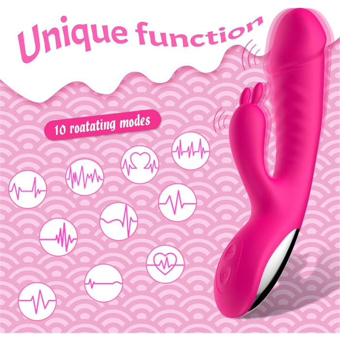 Вібратор G-Punkt Klassischer Rabbit з підігрівом, 10 режимів, тихий, для жінок (рожевий)