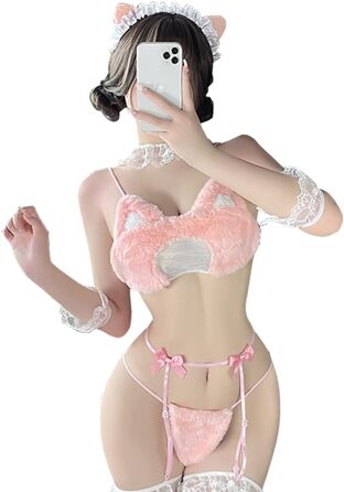 Костюм для косплею JasmyGirls: Кошеня, Аніме, Бікіні, Майтка, Лоліта (Бюстгальтер, Панті, Гольфи, Пояси, Хвостики)
