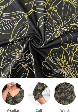 Сукня Noder Daenkleid: ошатне обгорткове плаття-трапеція для весілля, вечірки, коктейлю, чорна, розмір XXL