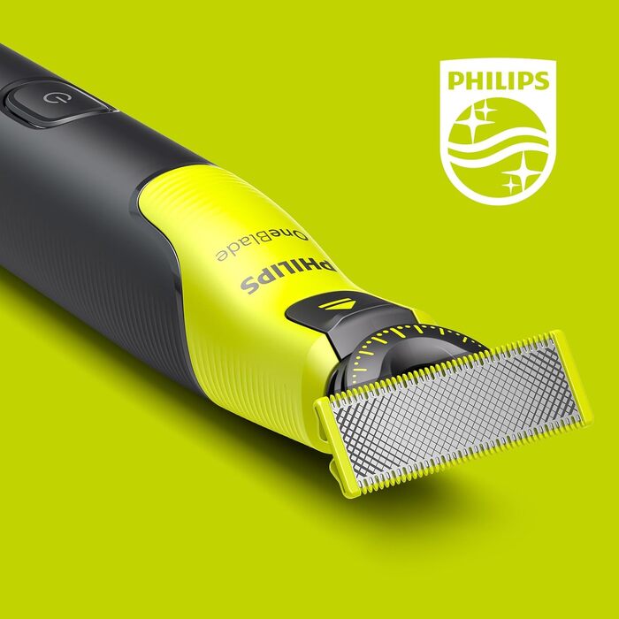Електричний тример та бритва Philips OneBlade 360 Face & Body (QP4631/30) для обличчя та тіла, з підтримкою додатка, 2 леза 360 та насадками для стрижки