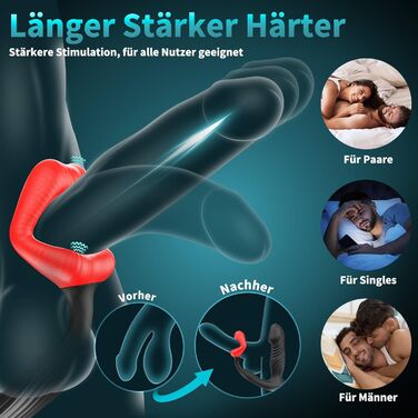 Вібратор для чоловіків для стимуляції простати Timzeit - анальний вібратор, кільце для пеніса з пультом дистанційного керування та додатком, анальний плагін з 9 режимами вібрації та 9 функціями імпульсу. Іграшка для дорослих.