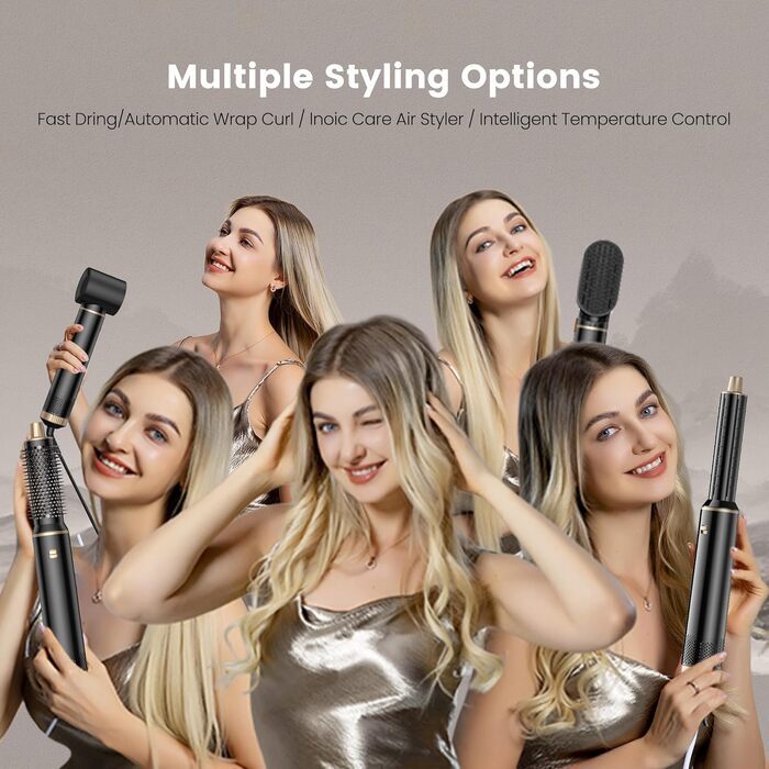 Мультистайлер для волосся 5 в 1 Haarstyler 1000W: фен-щітка, гофре, вирівнювач та насадки для завивки, білий
