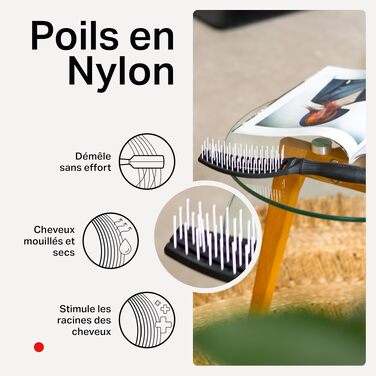 Щітка для волосся Olivia Garden Fingerbrush Care Iconic з нейлоновими щетинками для розплутування та стайлінгу, чорна, Small