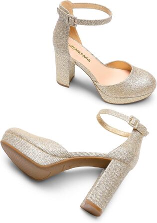 Жіночі туфлі-човники Dream Pairs на високих підборах та платформі, золотисті, розмір 40 EU