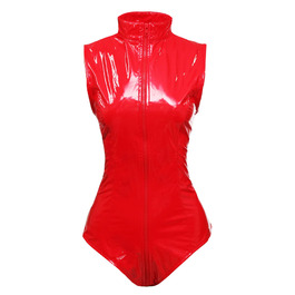 Боді з латексу PVC червоного кольору Bslingerie® для жінок, ефектний (Getaway Solids)