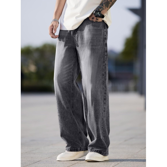 Чоловічі джинси Baggy широкого крою Skater стиль, сірі денім штани (розмір XS, D10)