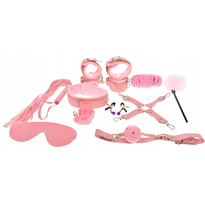 BDSM-набір для стрикувань рожевий, sex bondage — GUILTY TOYS, 10 елементів
