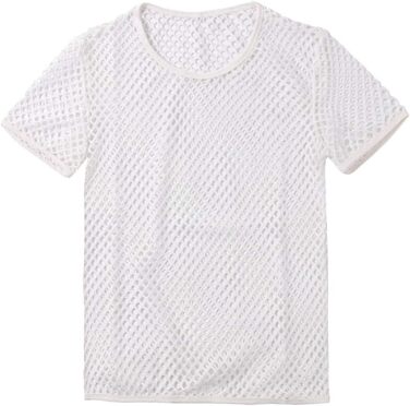 Чоловіча футболка з сітки, стильна, на короткий рукав, для клубу та вечірок, streetwear, чорна, XXL