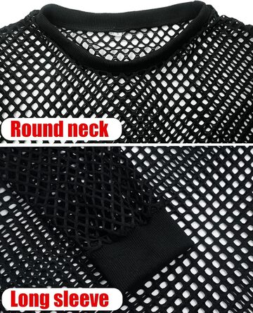 Чоловіча сітка AIEOE: прозора сорочка з довгим рукавом, чорна, розмір M