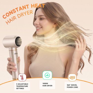 Мультистайлер для волосся 6 в 1 UKLISS Air Styler Set: фен-щітка, вирівнювач, локони та дифузор, 1000 Вт, LCD-дисплей, сріблясто-золотий