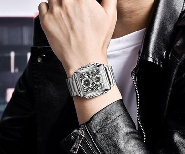 Чоловічий наручний годинник OLEVS Chronograph (2958 Срібло) — класичний кварцовий годинник з японським механізмом, шкіряним ремінцем, календарем та водою стійкістю