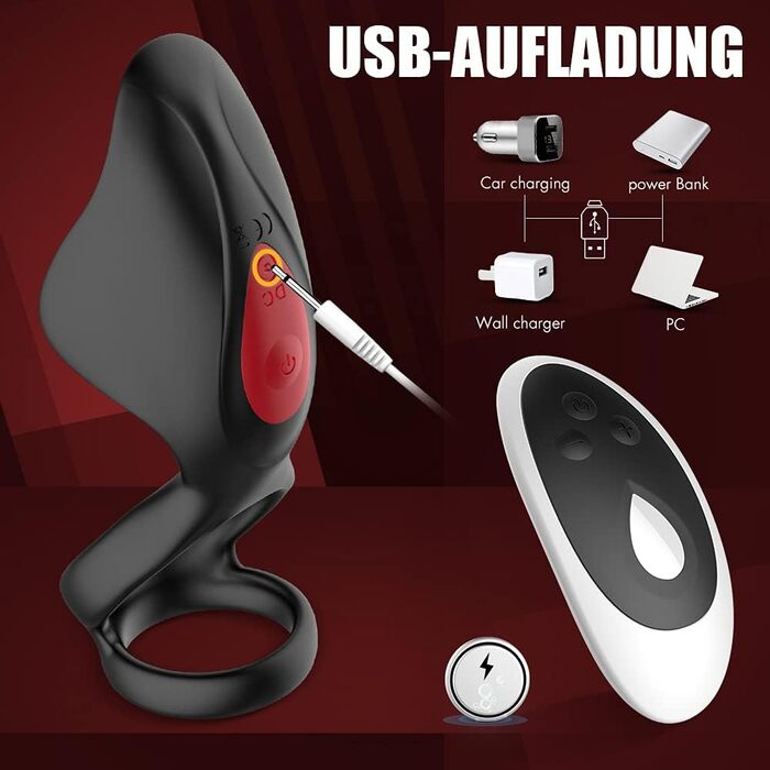 Пеніс-кільце Tagnaff з подвійною затримкою для пар: покращена стимуляція G-точки та клітора, 9 режимів, чорний