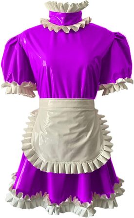 Міні-сукня в стилі готичної лоліти QJZM Plus Size з ПВХ, з шнурівкою, для дорослих (Рожево-фіолетовий, S)