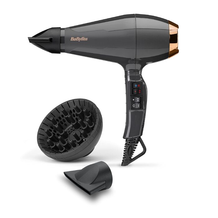 Професійний фен для волосся BaByliss Italian Air Pro 6719DE з дифузором, 2200 Вт, іонізація Anti-Frizz, 2 режими температури та швидкості, чорний