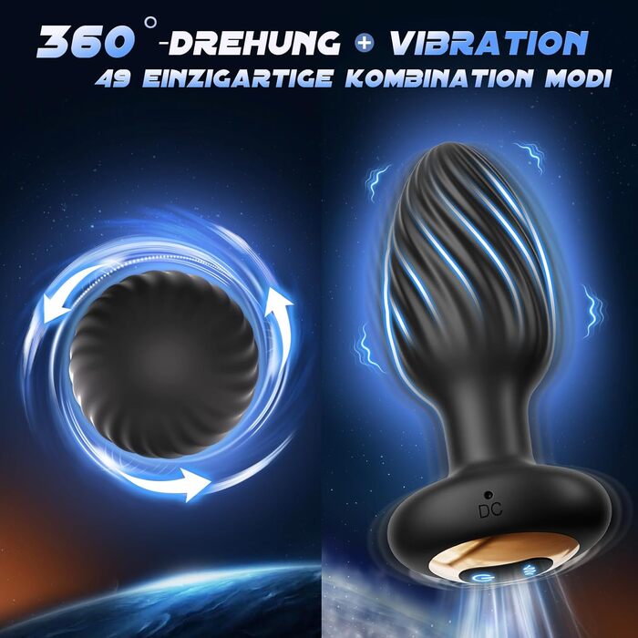 Анальні вібратори для жінок. Набір секс-іграшок з 7 режимами вібрації та обертання. Силіконовий butt plug для жінок та чоловіків.