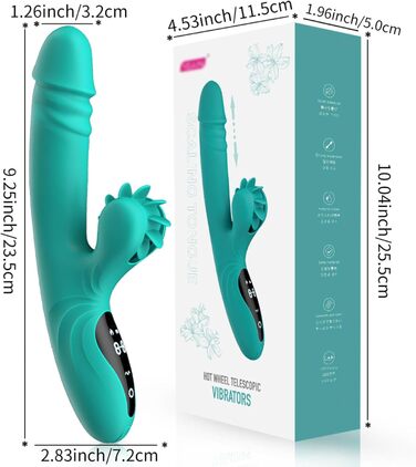 Вібратор для жінок з 9 функціями, підігрівом та телескопічним дизайном. Масажний дildo з силікону - іграшка для дорослих, зелений