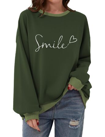 Жіночий світшот Chicrise Daen Oversized у смужку, в'язаний лонгслів з круглим вирізом, колір Smile-зелений, XL